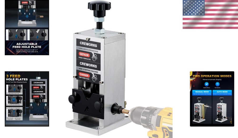 Compact Wire Stripper - Strips 0.06"-1" Wires with Clean Cuts Every Time