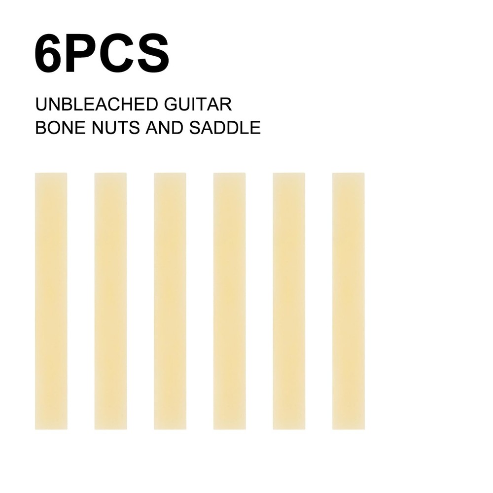 Cheerock 6Pcs Unbleached Guitar Bone Saddle, Blank Saddles