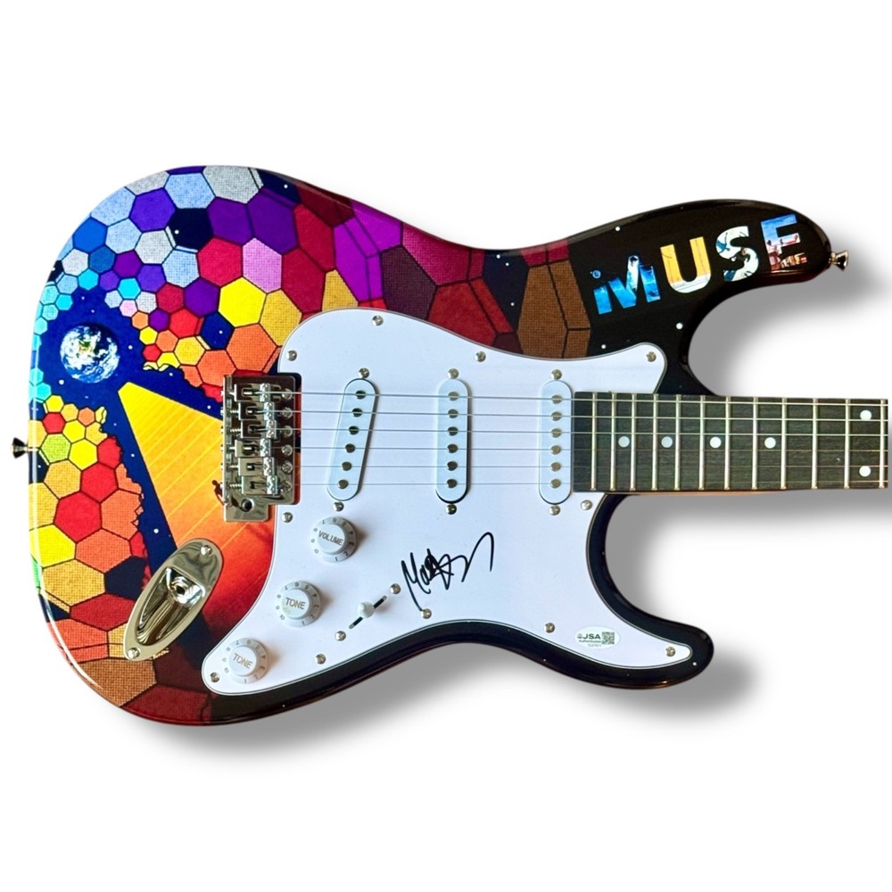 Matt Bellamy Signed Guitar Custom Graphics JSA COA Muse Uprising Starlight