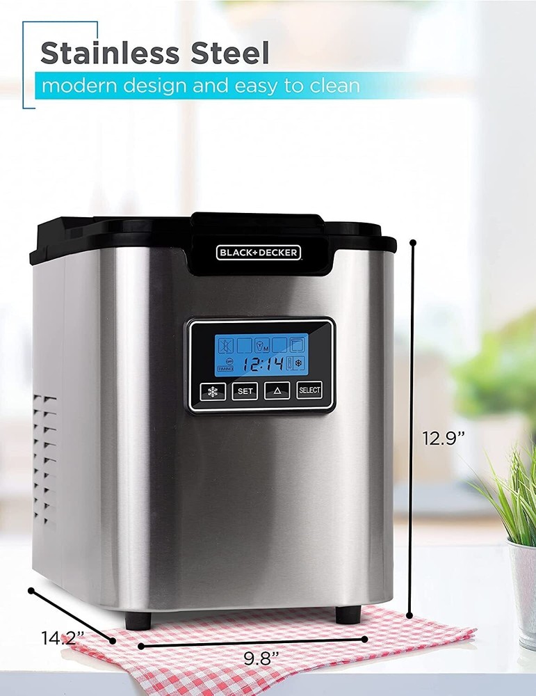 BLACK+DECKER BIMY126S 26-lb Countertop Ice Maker Silver with Defect