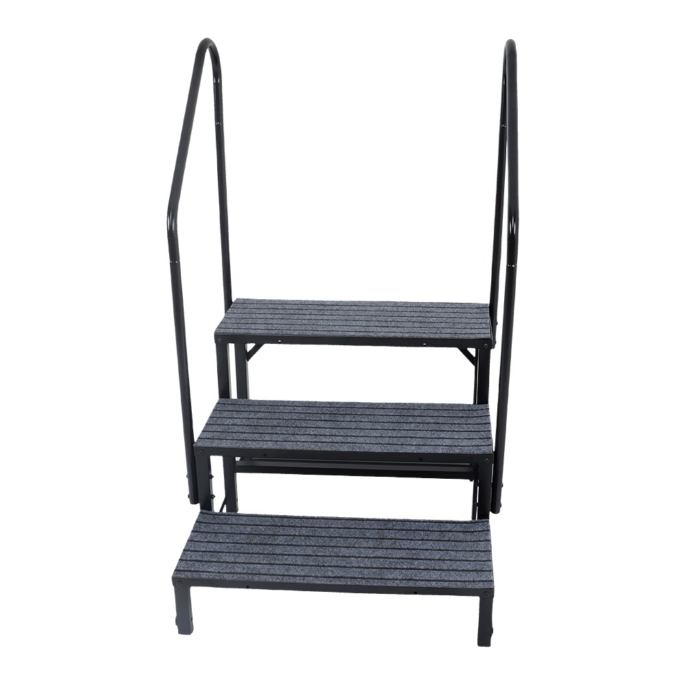 For 3 Steps RV Steps with 2 Handrails w/Step Mat 660 lbs Load Capacity