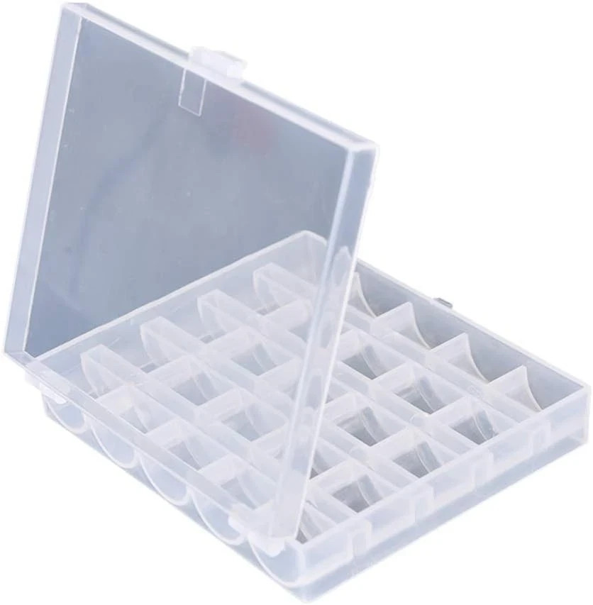 2 Pack 25 Slots Empty Bobbin Spool Box Plastic Storage Case for Sewing Machine