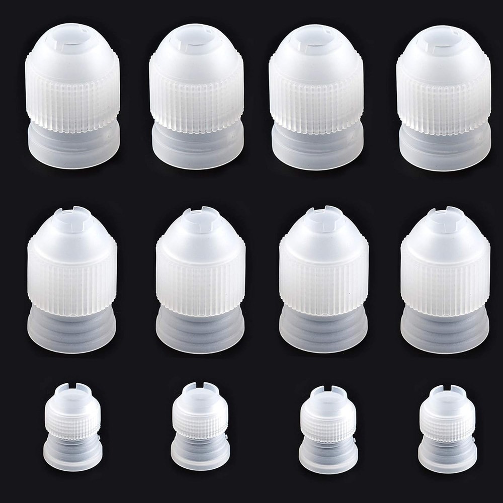12 Pieces White Pastry Bag Coupler, Three different sizes Plastic Standard Coupl