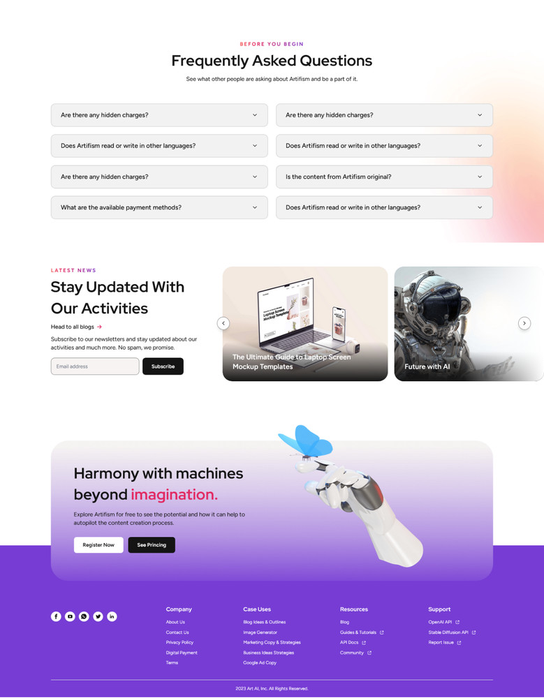 ArtMe - AI SaaS Platform | AI Content, Image, Video, Chatbot, Voiceover & Code