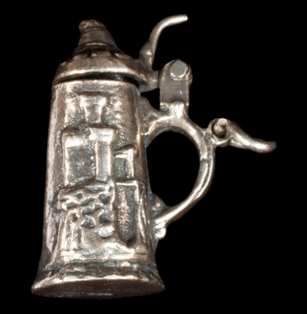 Vintage Silver German Stein Pendant Charm Moveable Lid