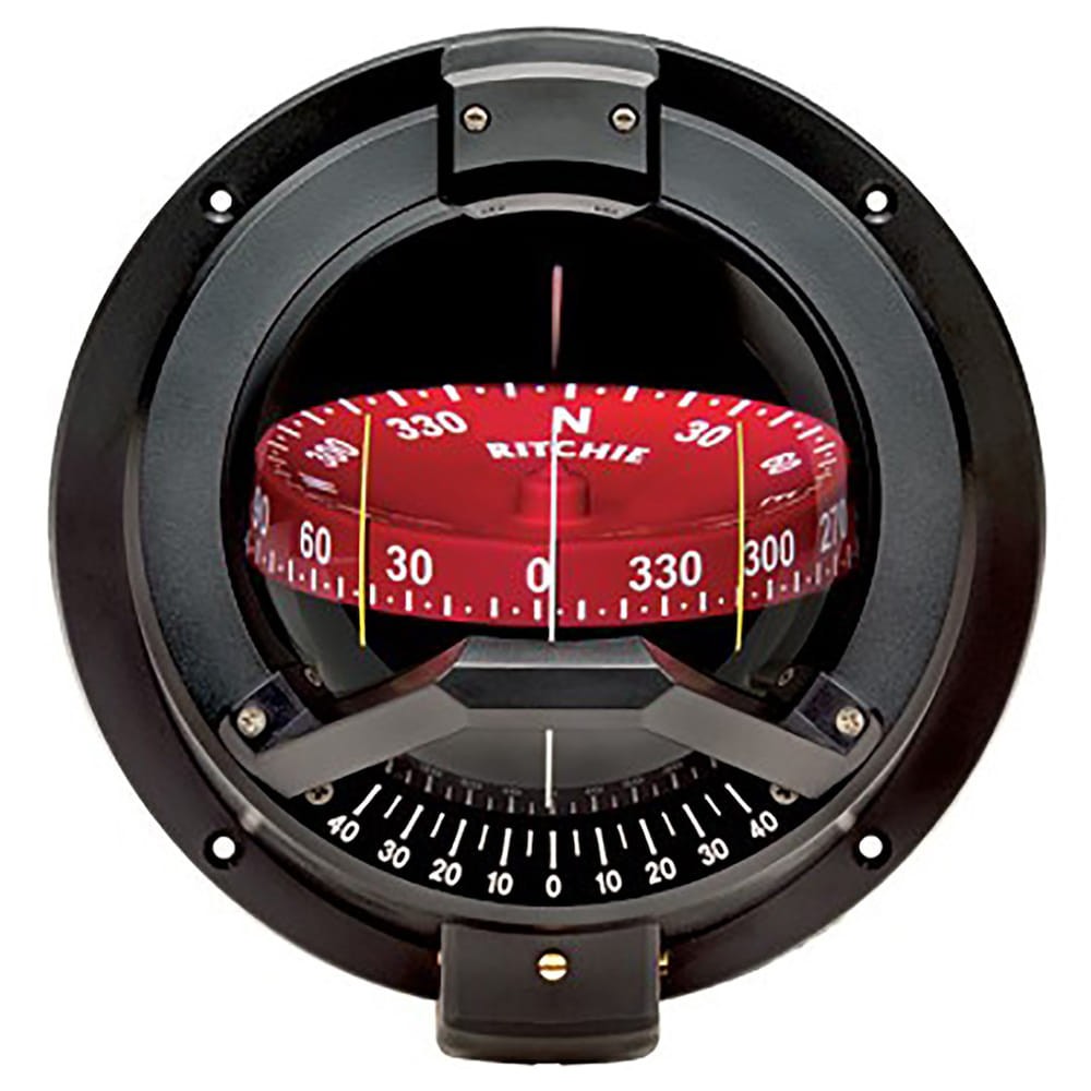 Pivot LED Red Dial Black Bulkhead Mount 12 Volt Amber LED Compass