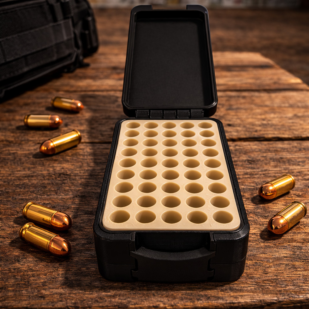 50 Round 357 MAG Ammo Box | 3D Printed Storage Case | Tactical Range Organizer