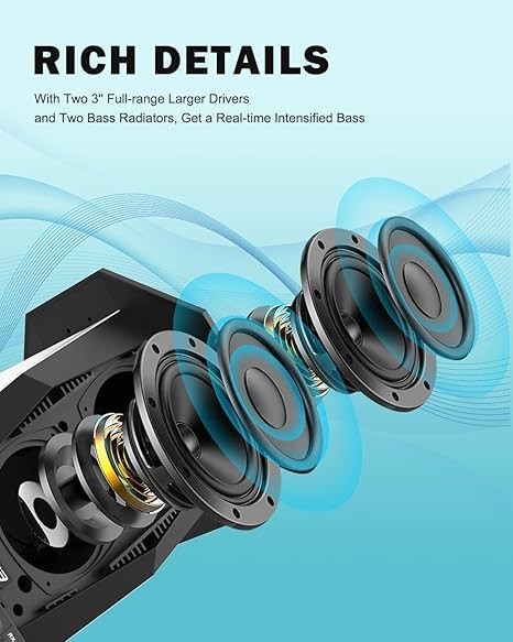 Outdoor Speaker, Bluetooth Wireless Speaker with Lights, Sync up to 100