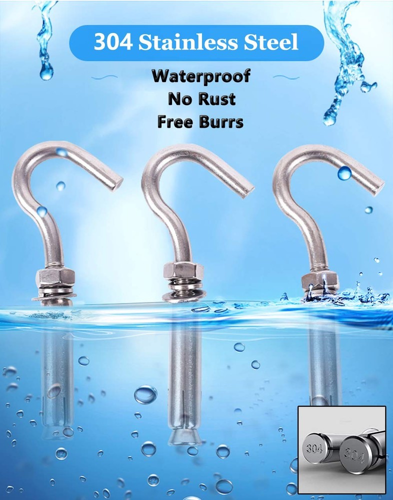 Concrete Wall Hook, Lsqurel 304 Stainless Steel M8-5Pack, Silver