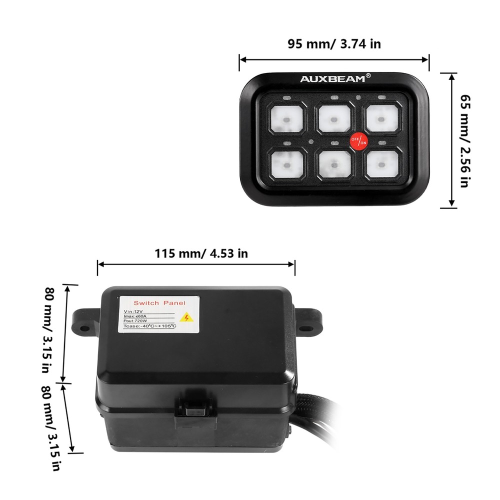 AUXBEAM 6 Gang Switch Panel Circuit Control Relay System For Can-Am Maverick X3
