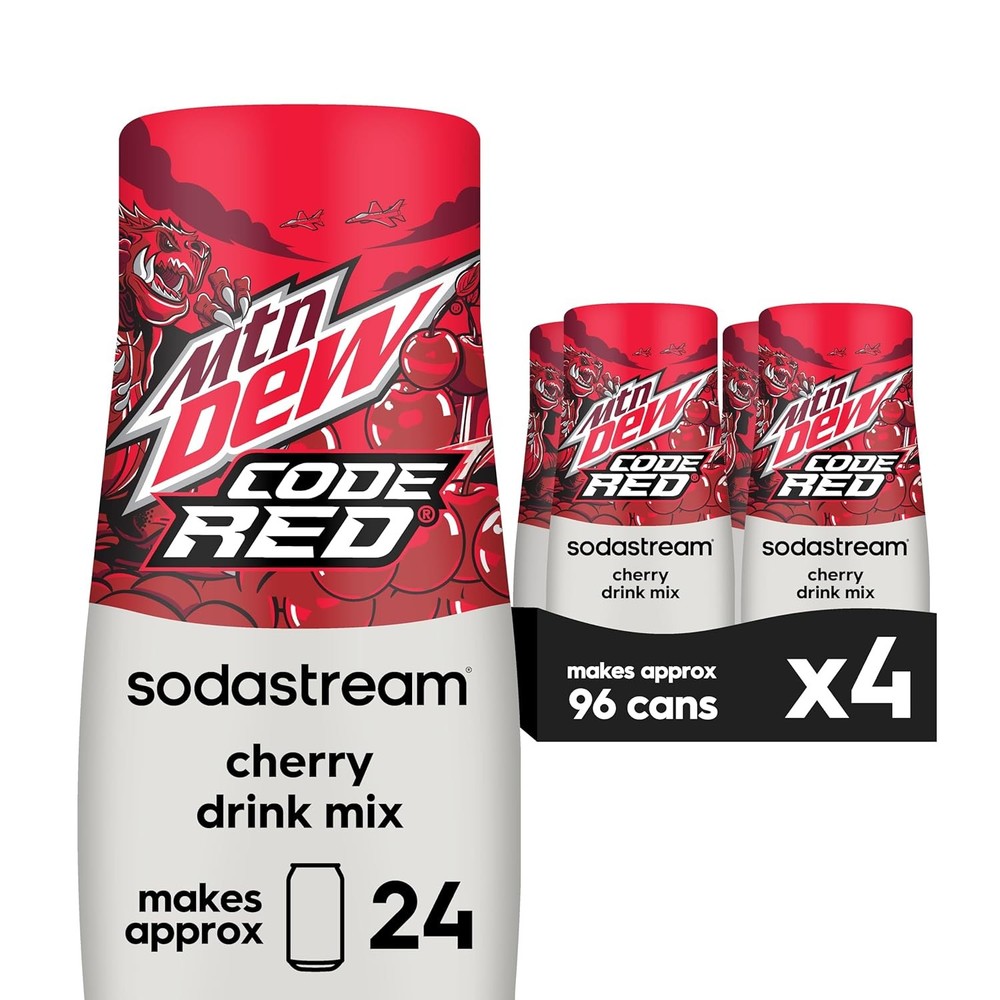 SodaStream MTN Dew Code Red Drink Mix for Sparkling Water Makers, Pack of 4