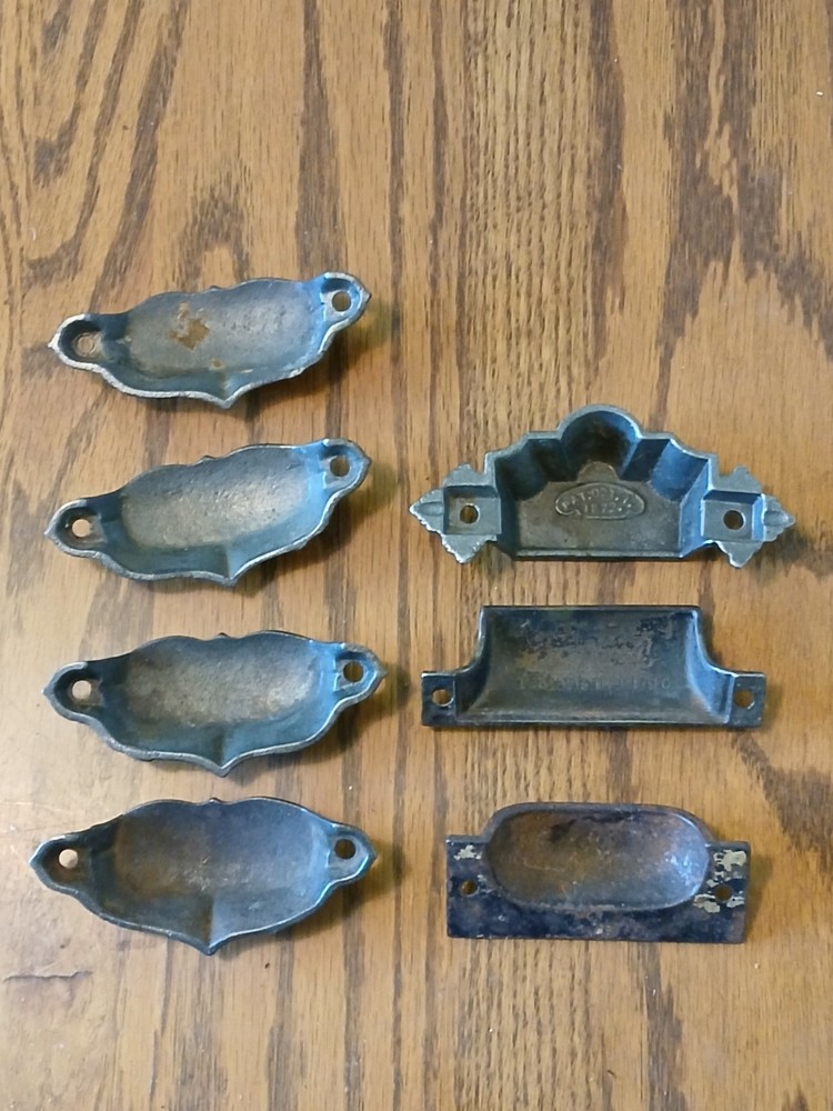 Antique Cast Iron Drawer Pulls lot of 7