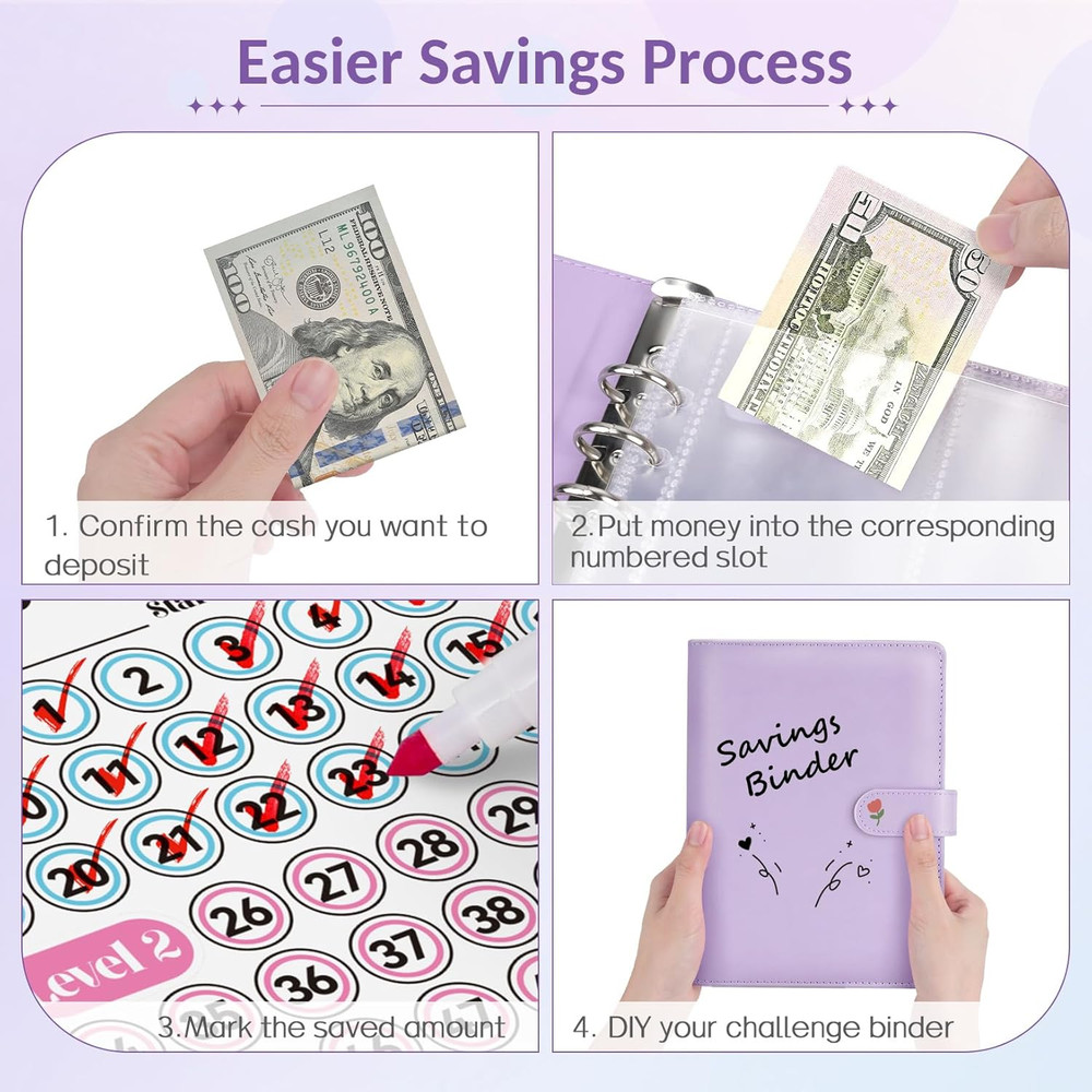100 Envelopes Money Saving Challenge, Savings Challenges Book with Envelopes & C