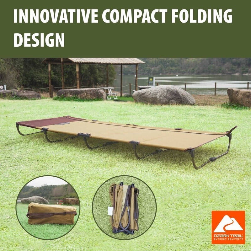 Zipper Folding Cot Compact Portable Sleeping Bed Camping Backpacking Travel Cot