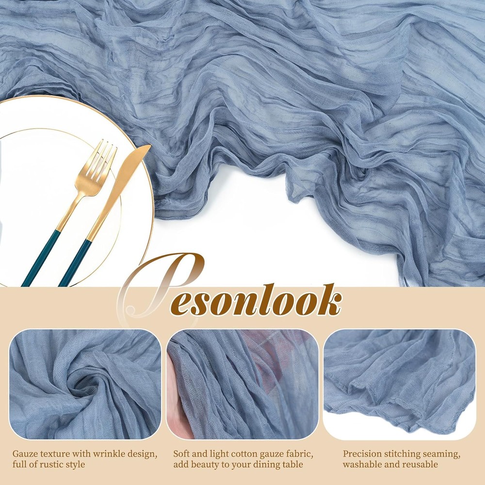 24 Pack Dusty Blue Cheesecloth Table Runner, 10FT 24 Pack,