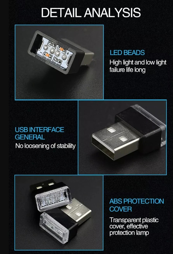 Mini USB Car Atmosphere Lights LED Cigarette Lighter Decorative Lights Lamp