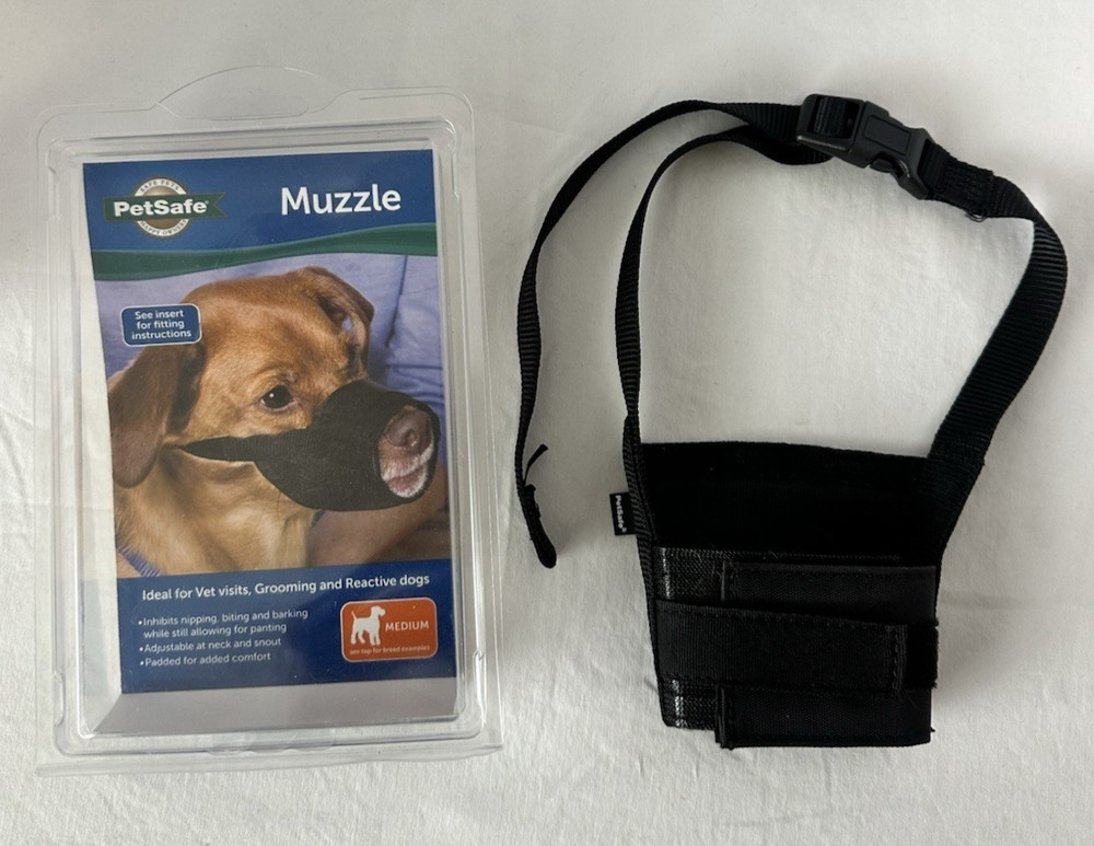 Petsafe Muzzle -Medium Breeds Black Padded for Comfort & Adjustable! MUZ-M-BLK