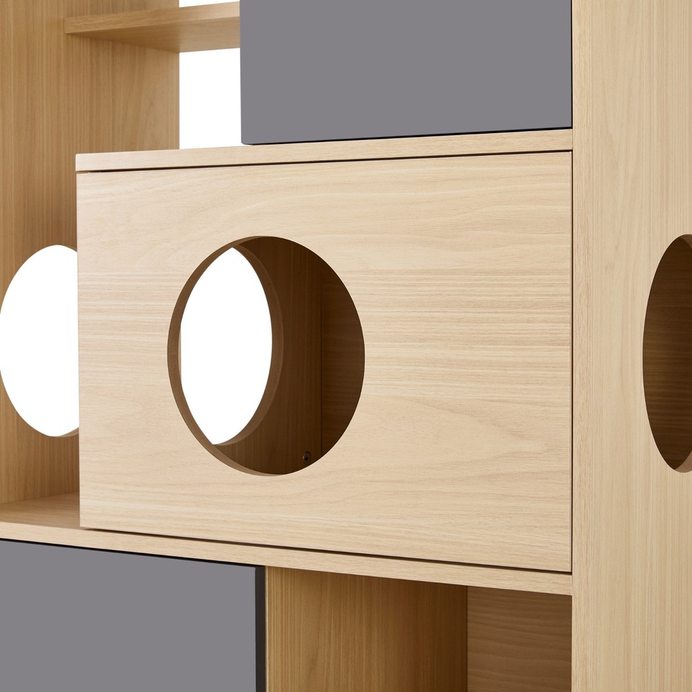 Modern Cat Tree & Side Cabinet with Litter Box & Hidden Storage