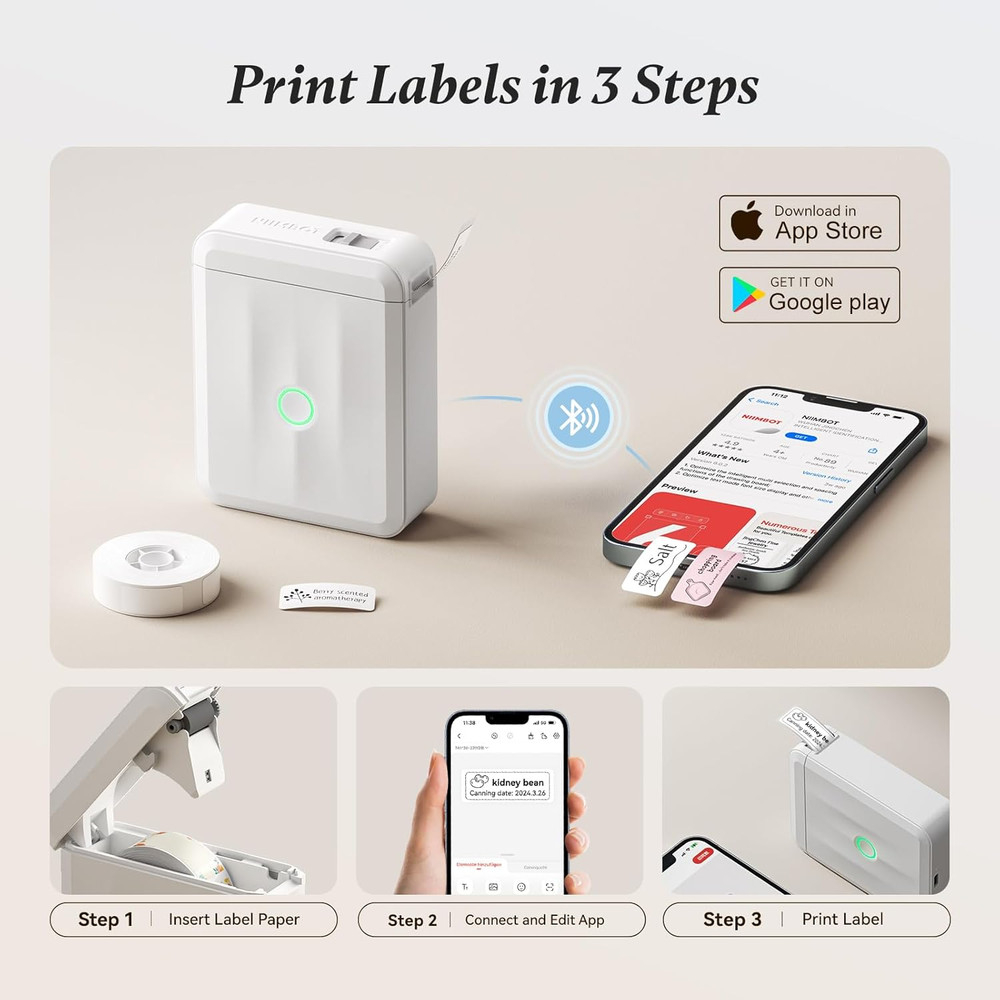 Label Maker Machine Bluetooth Label Printer for School Home Office Organization,