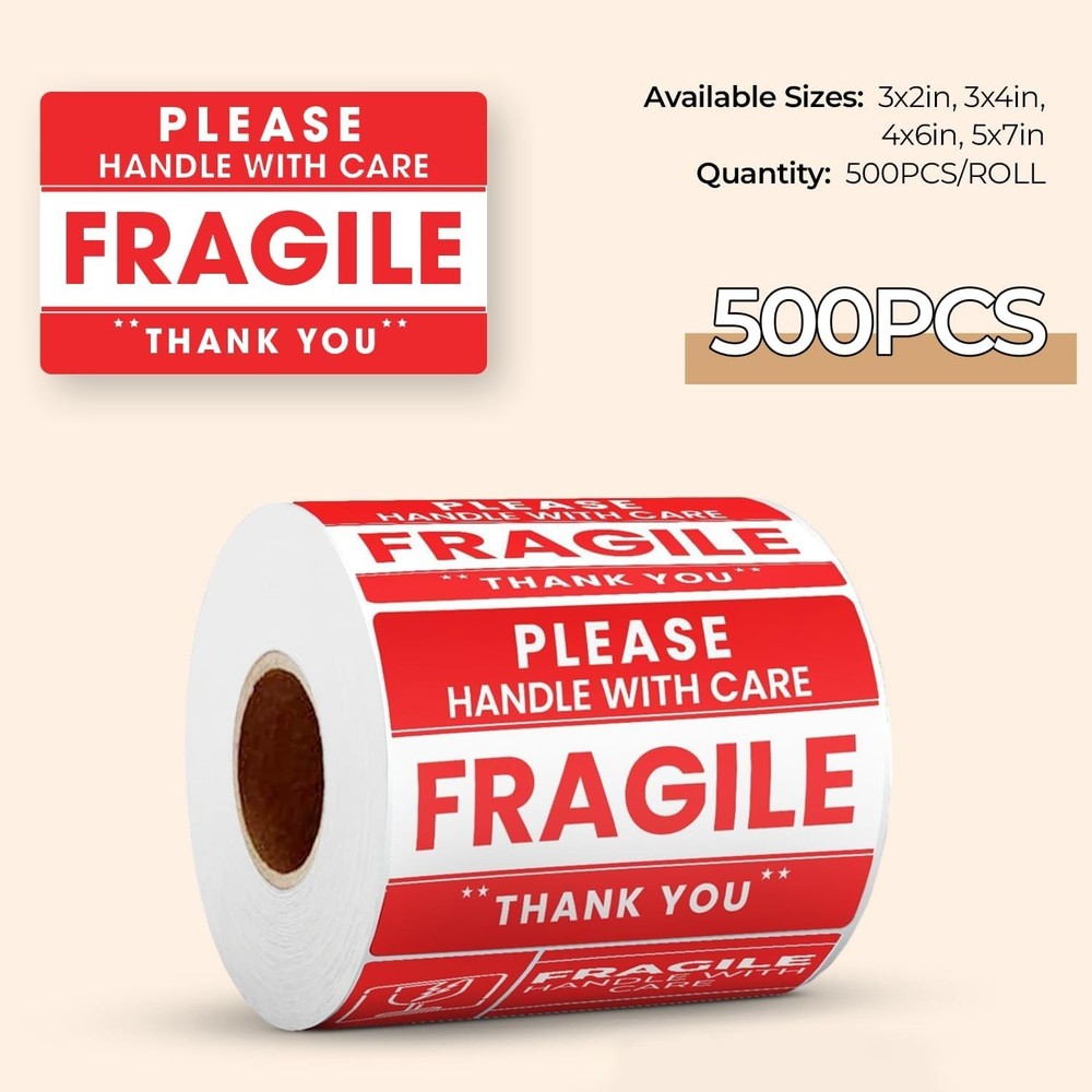 Fragile Handle with Care Lable Stickers – Labels for Packaging Boxes