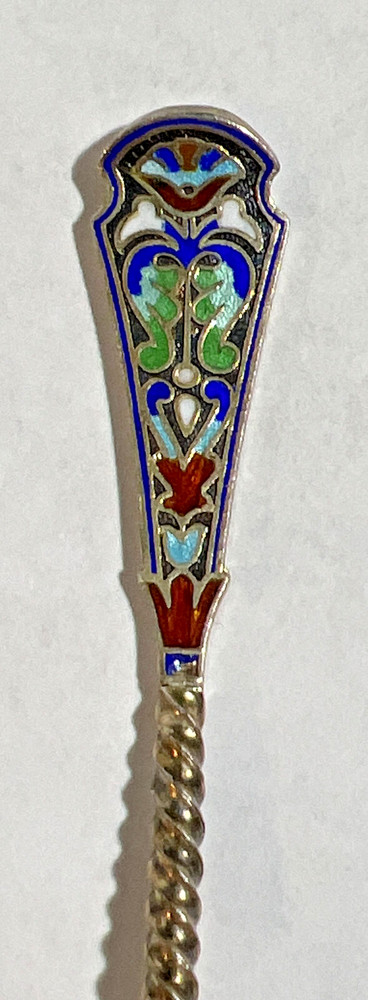 900 Sterling Silver Antique Enamel Spoon