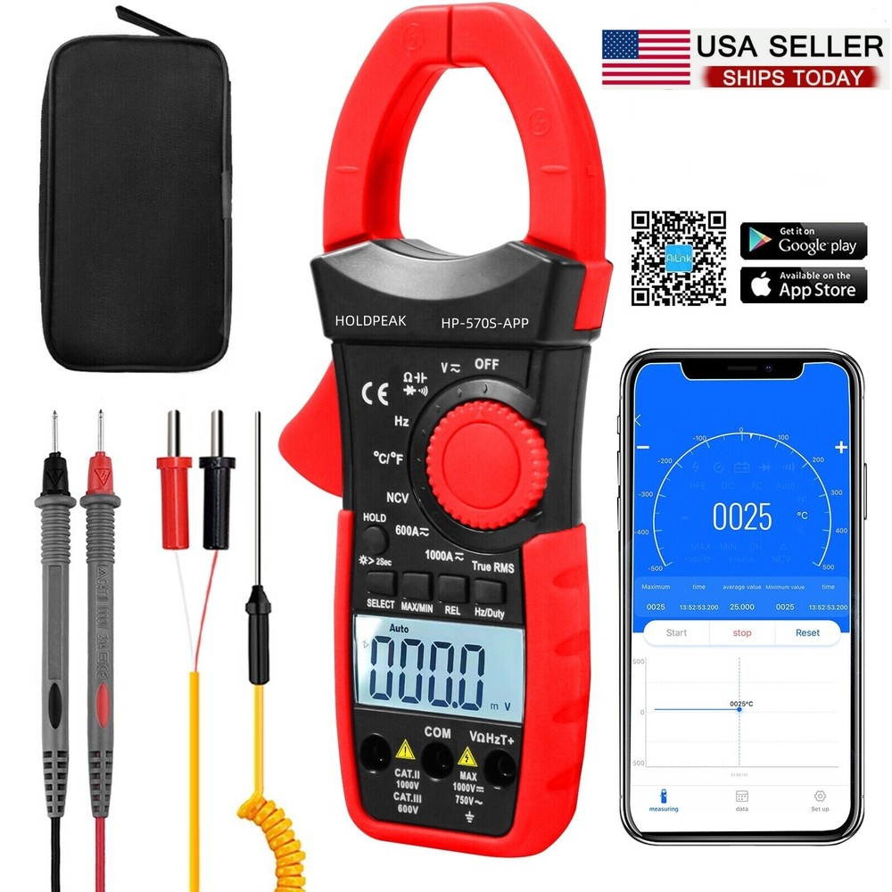 6000 Counts Digital Clamp Meter Multimeter True RMS AC DC Current Volt Amp Meter