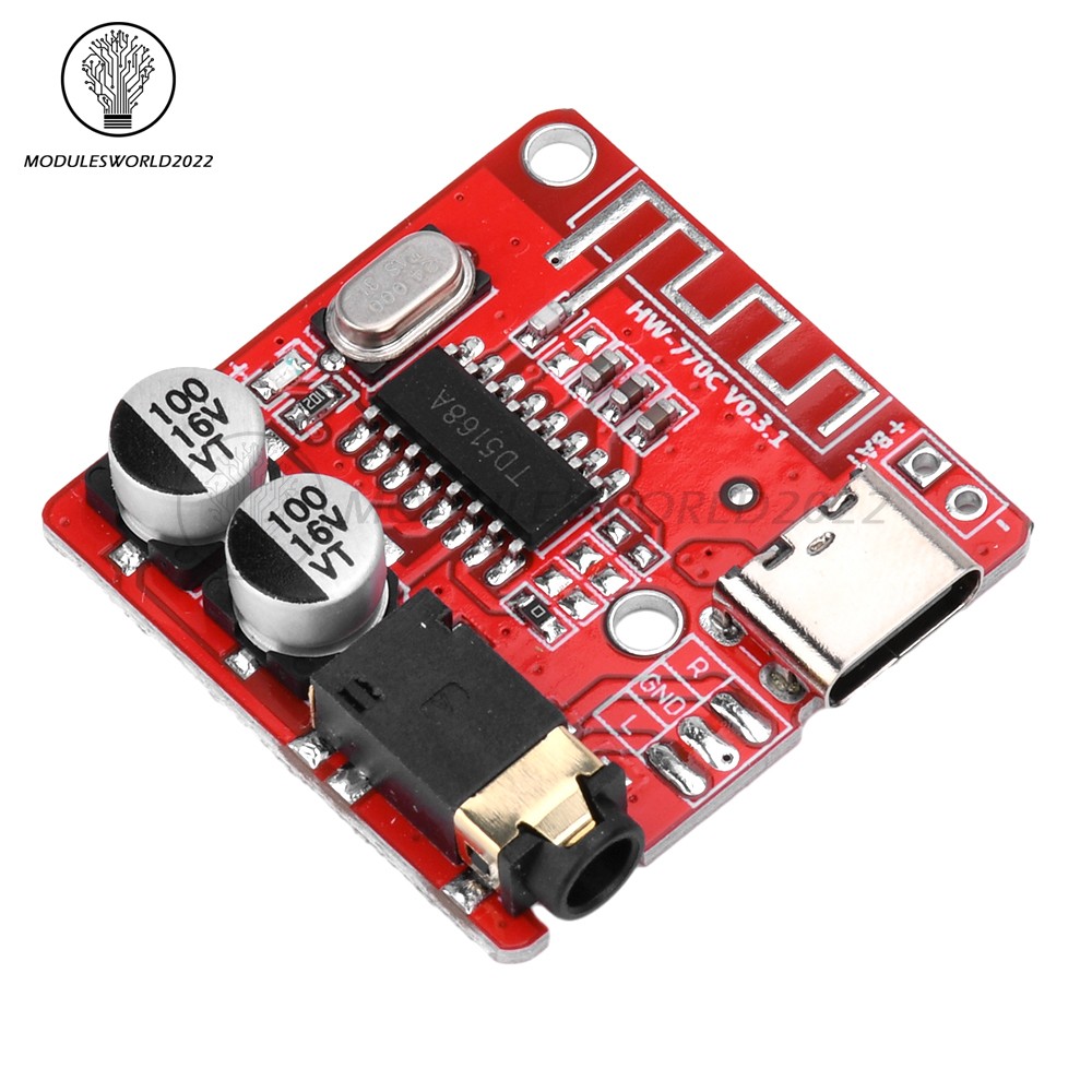 5pcs 3.7-5V Type-c Mini Bluetooth Audio Decoder Board MP3 Audio Receiver Module