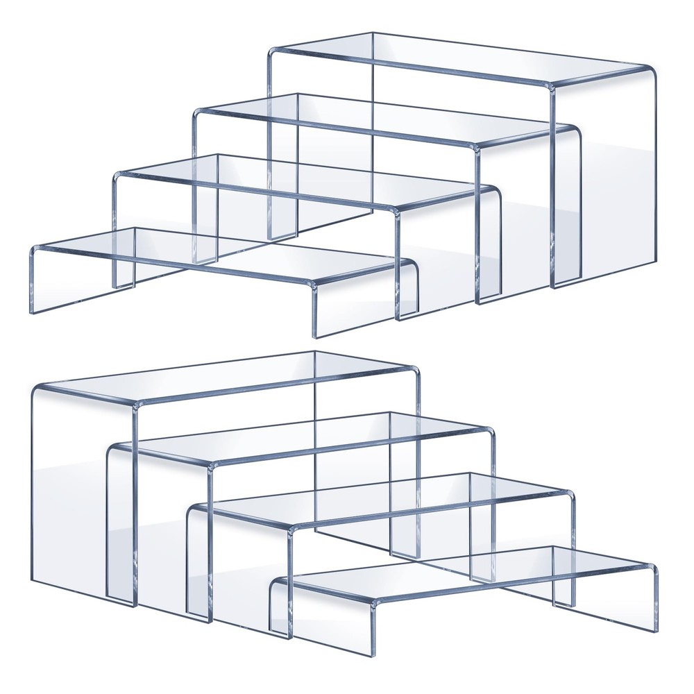OVNTHYK Acrylic Risers 8 Pcs – Clear Rectangular Display for Perfume clear