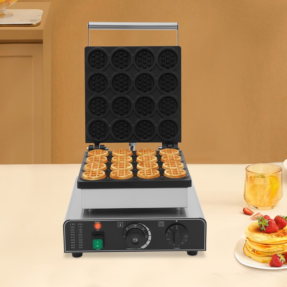 16-Grid Waffle Baker Commercial Nonstick Waffle Machine Time Temperature Control