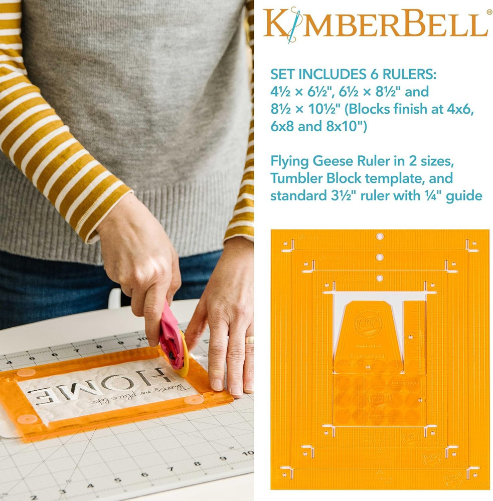 Orange Pop Rulers Set - 4 Square & 6 Rectangle for Easy Quilting & Sewing