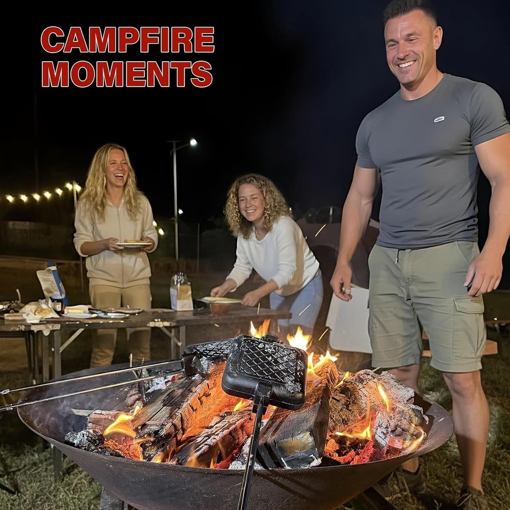 Mountain Pie Maker Cast Iron – Campfire Pie Iron, Hobo Pie Maker for Camping,.