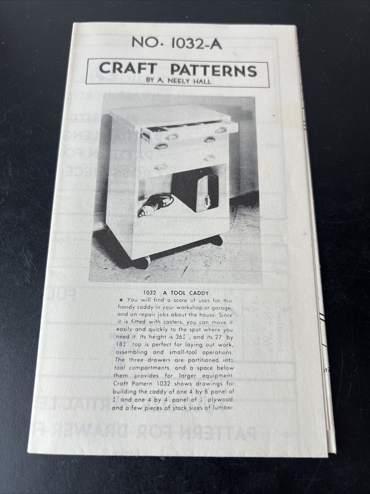 Woodworking Craft Patterns by A Neely Hall 1032-A Tool Caddy