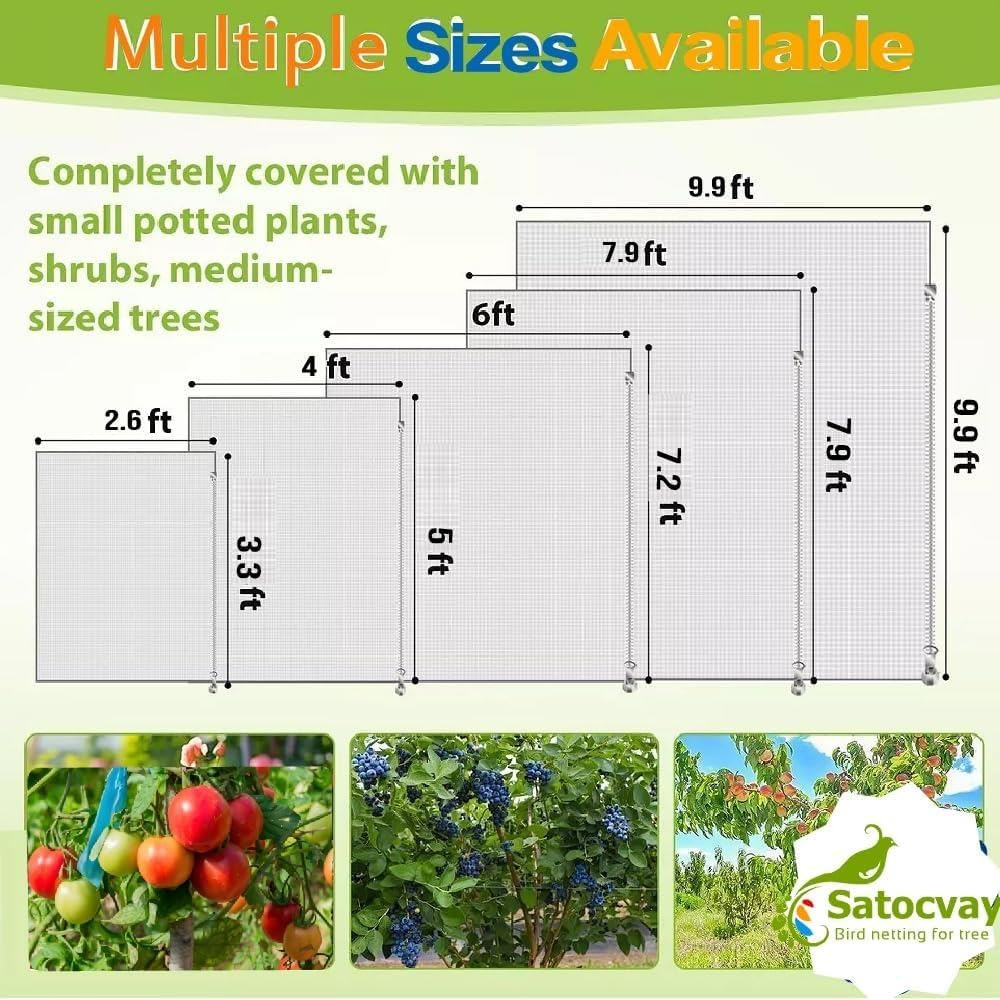 Fruit Tree Netting with Drawstring- 4 Pack 5.3X6 FT- Easy Install Plant Protecti