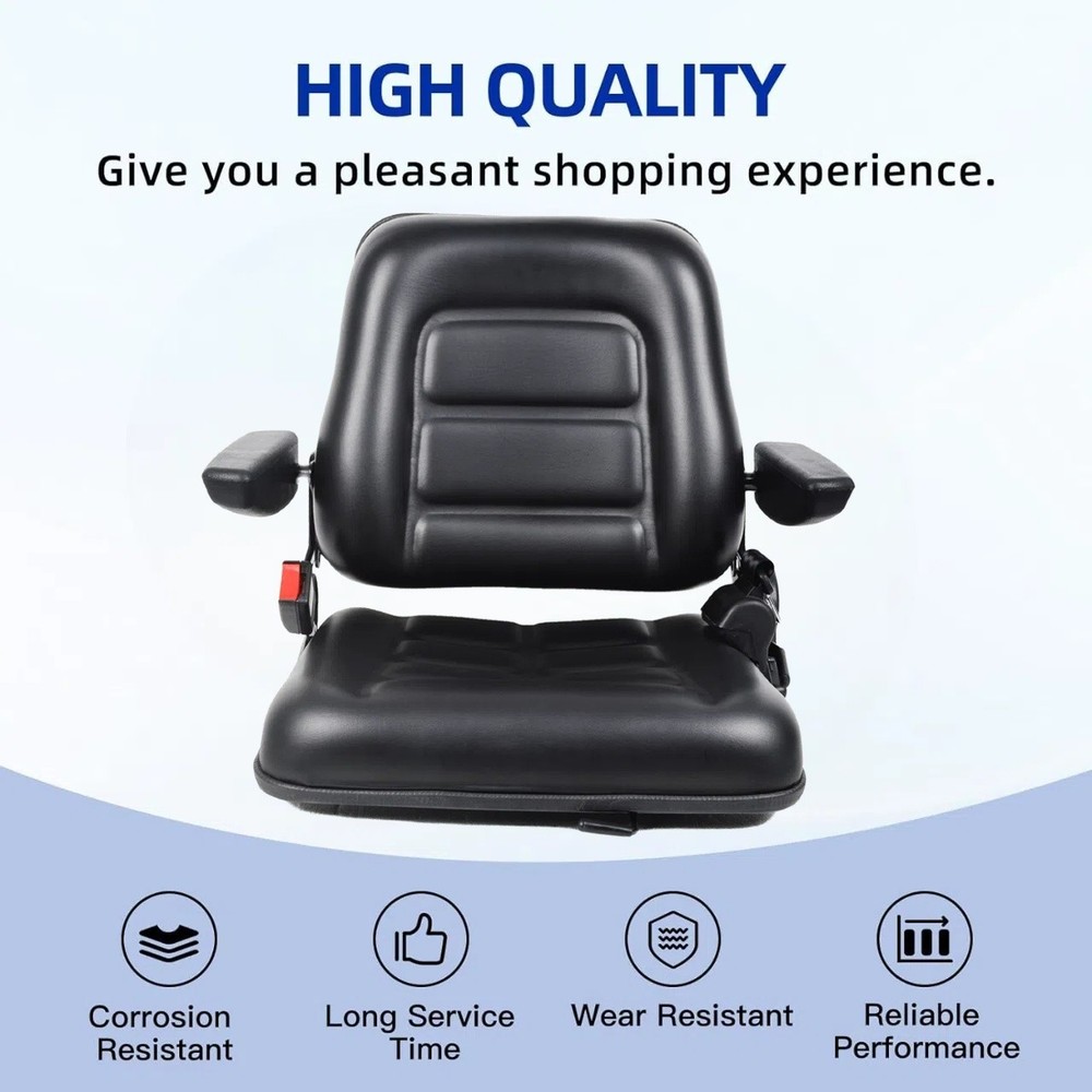 Tractor Forklift Seat Excavator Universal Adjustable Backrest Armrest Safty Belt
