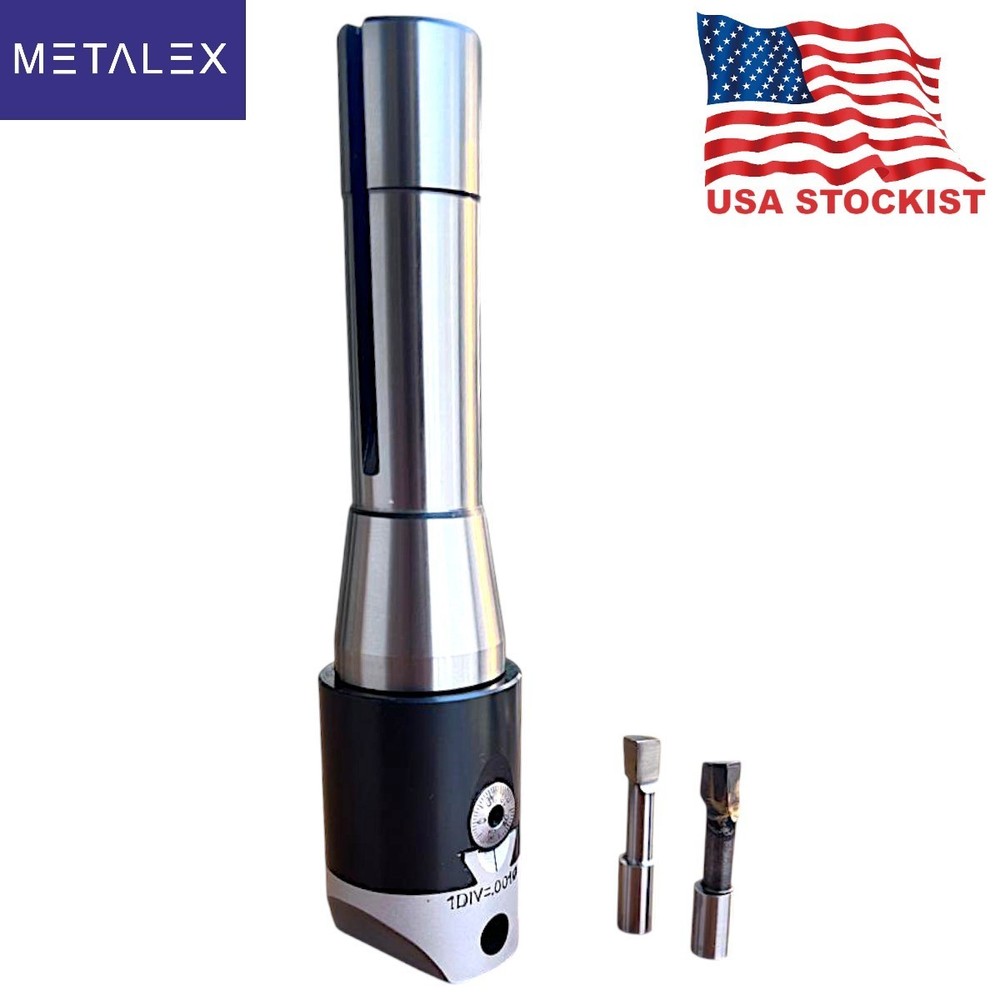 1.5" Adjustable Boring Head 1 Div. = .001 thou + R8 Shank Arbor & HSS Tool Bits