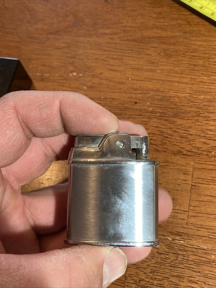 Ronson Sport Lighter Blank Silver Tone w/Plastic Case Good Shape