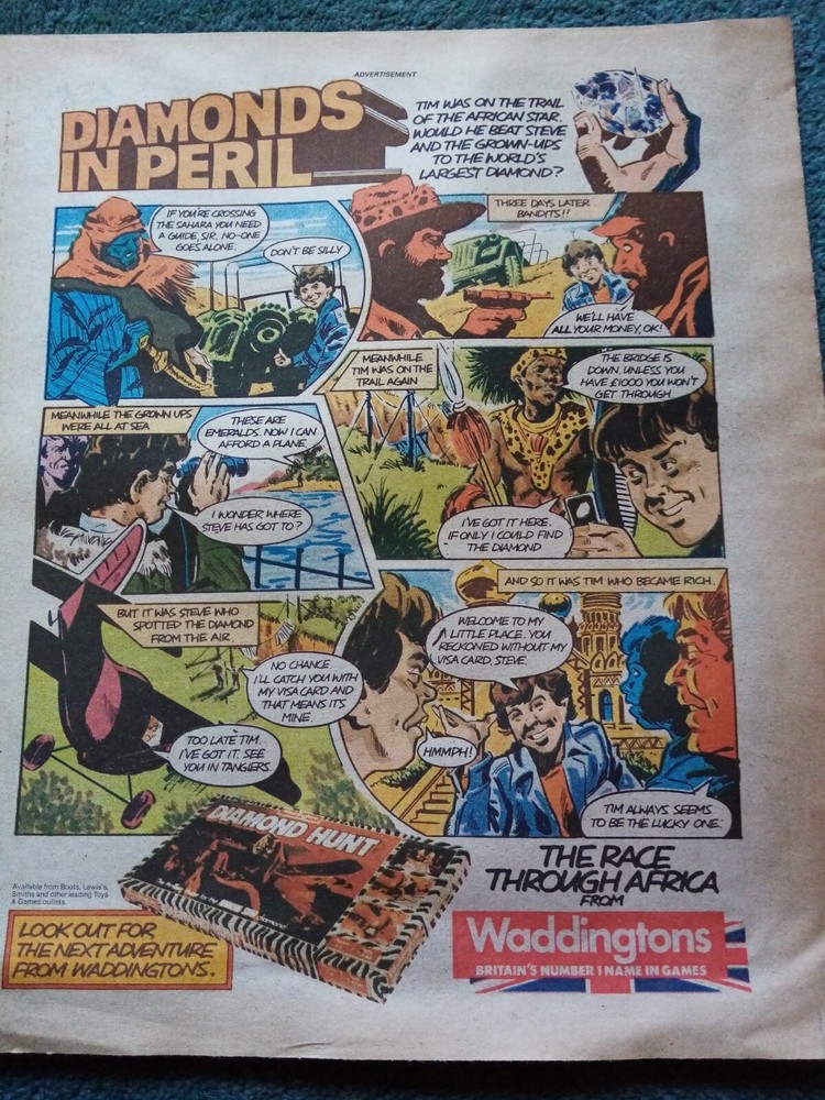 El66 Ephemera 1980s advert diamond hunt game waddingtons