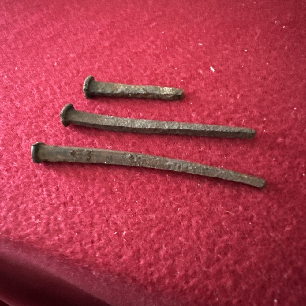 Three Old Iron Square Cut Nails Primitive