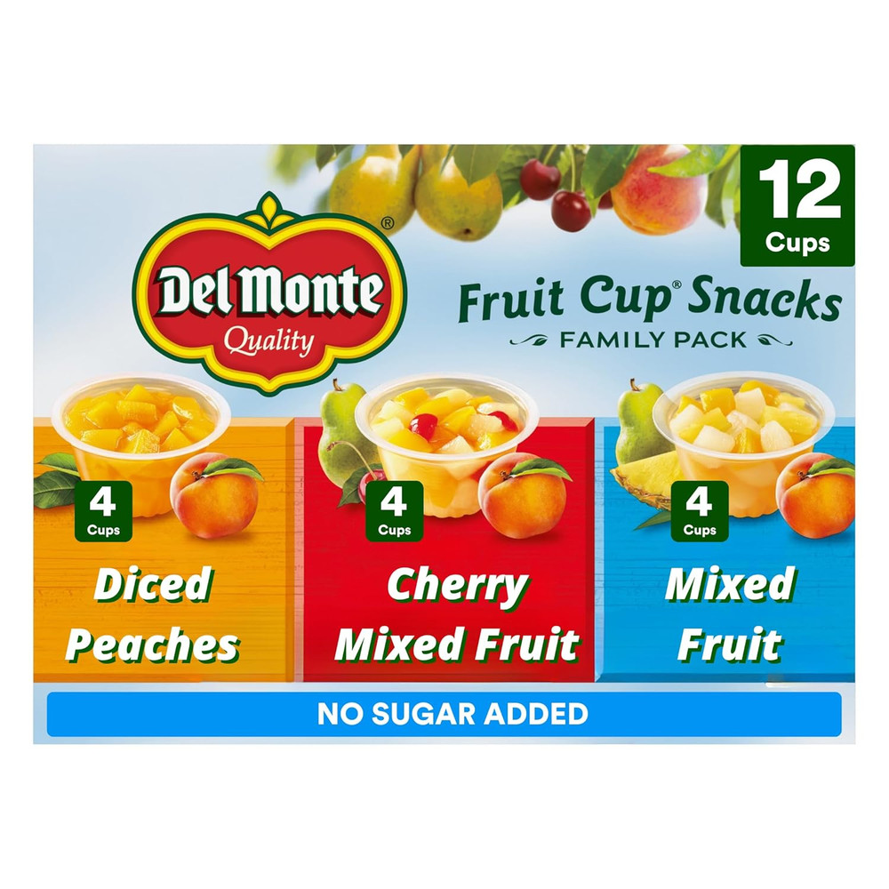 FRUIT CUP Snacks, Family Pack, No Sugar Added, 12-Pack, 4 Oz