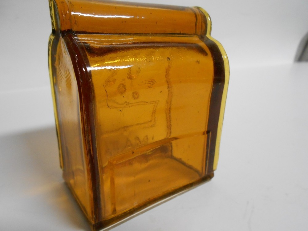 Glass LETTERS US Mailbox Candy Container Amber Brown