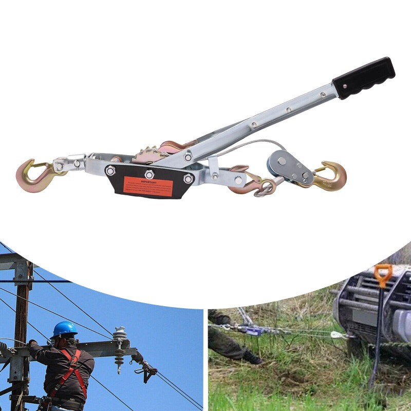 3 Ton Hand Puller Heavy Duty Winch Pull Hoist Come Along Cable 3 Hooks 2 Gear
