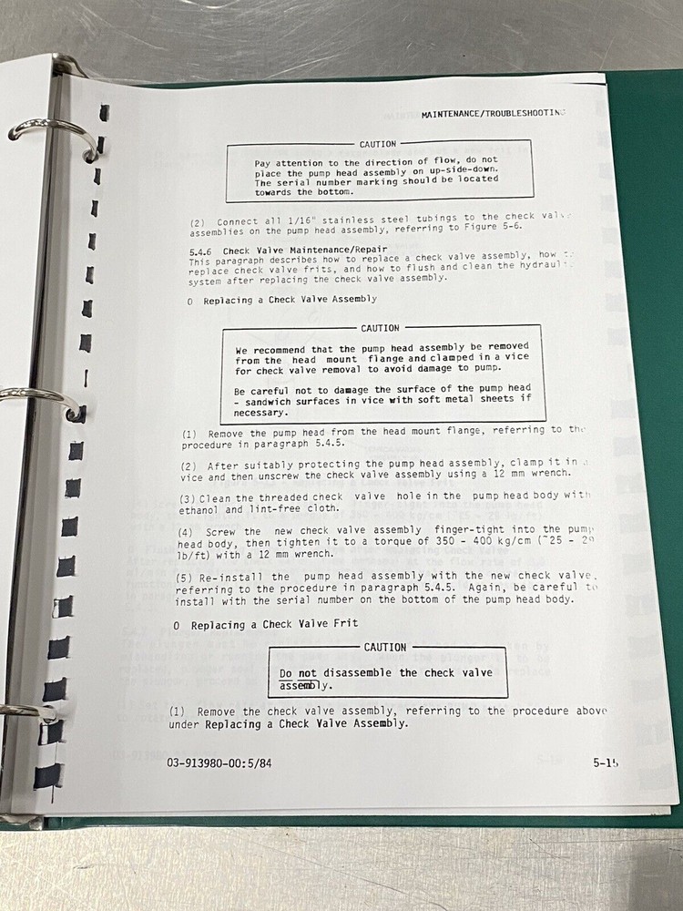 Varian 2010 Pump / 2210 System HPLC - Users Guide / Instruction