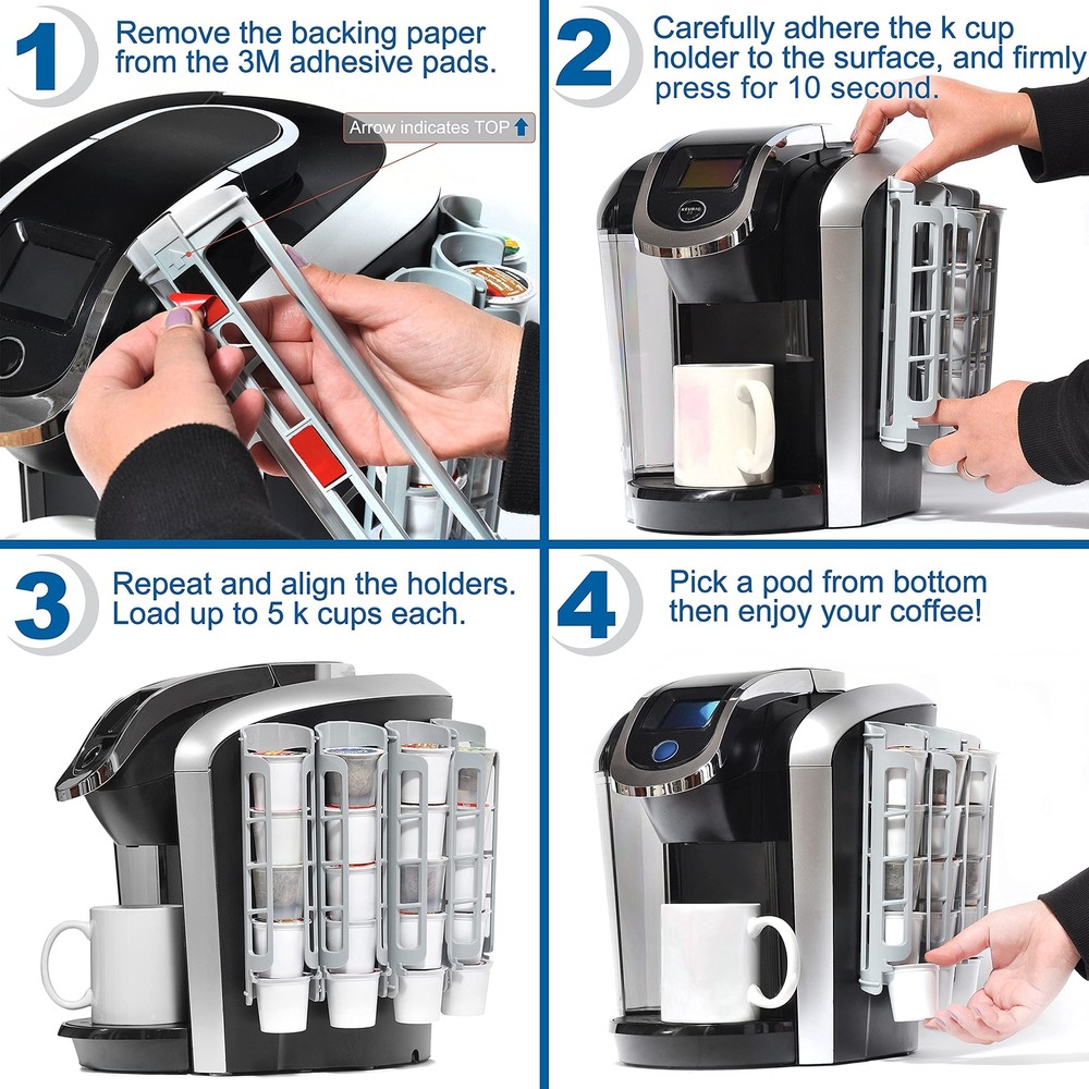 Oasis Blue K Cup Holder 3 Rows/15 K Cups Side Mount Wall Mount Storage