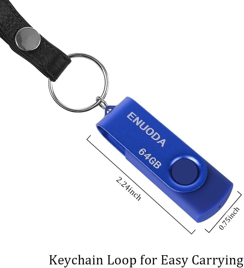LED Indicator 64GB USB Flash Drive - Fast Data Transfer & Dust Resistant - Blue