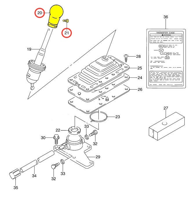 Shift Knob, Transfer Case w. Screw | Tracker Sidekick Vitara 89-04 | Genuine OEM