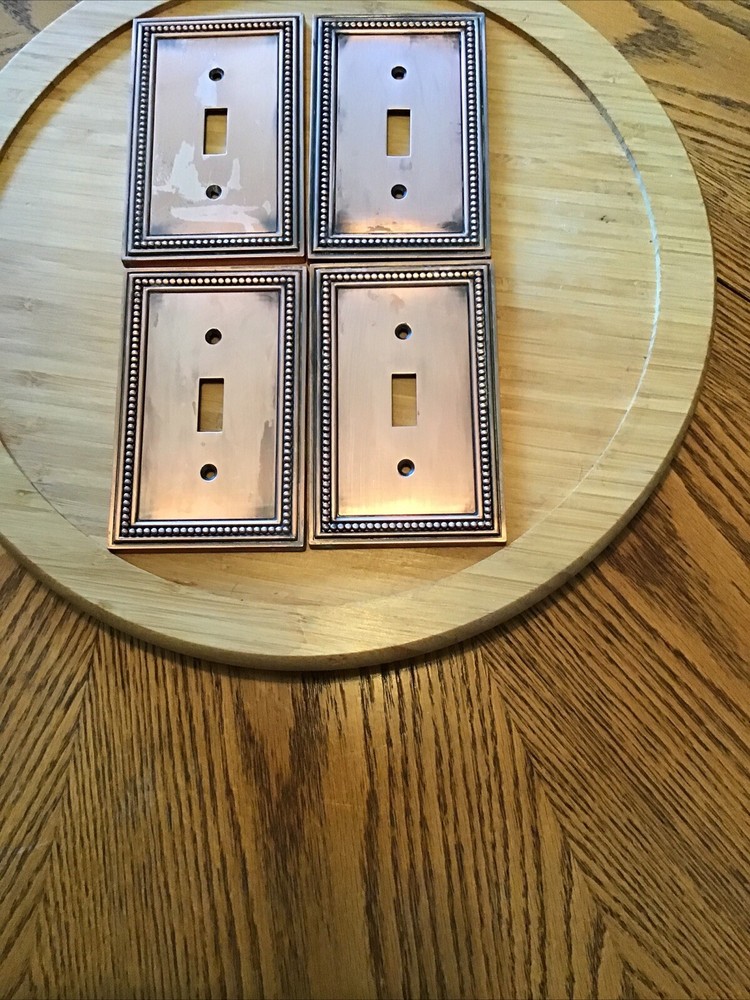 Lot (4) Vintage Copper Single Light Switch Plate Covers Make Offer!