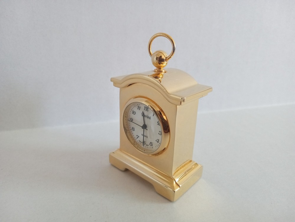 Perini Miniature Brass Mantle Clock Collectible