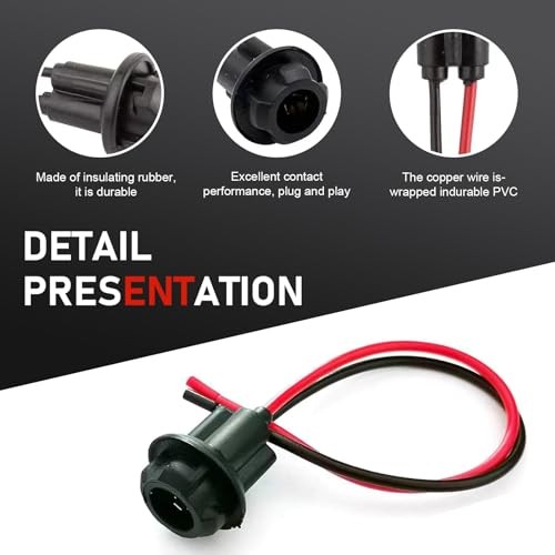 5 PCS 194 Bulb Socket with Wire Pigtail, T10 Instrument Light Socket Adapter,