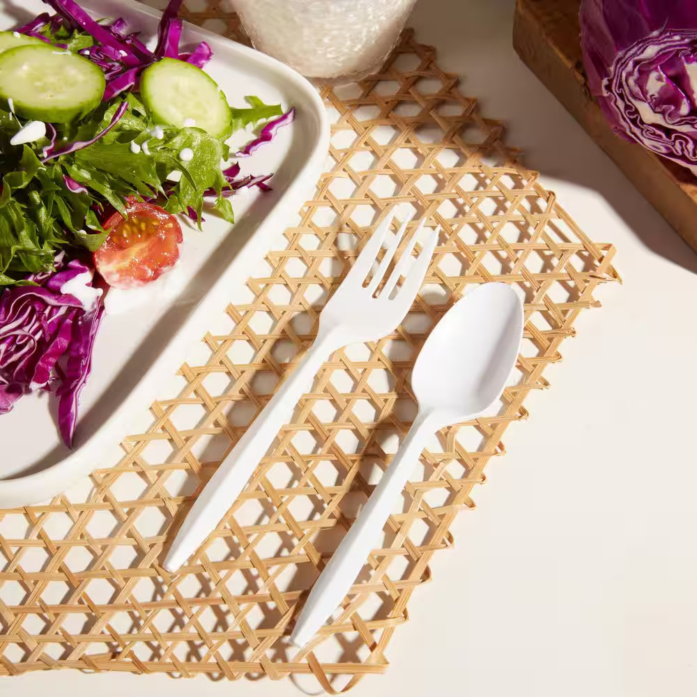 White Polypropylene Medium-Weight Spoons