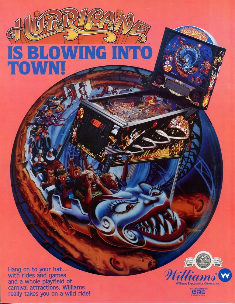 Hurricane Williams Pinball Flyer /Brochure/ Ad - Mint